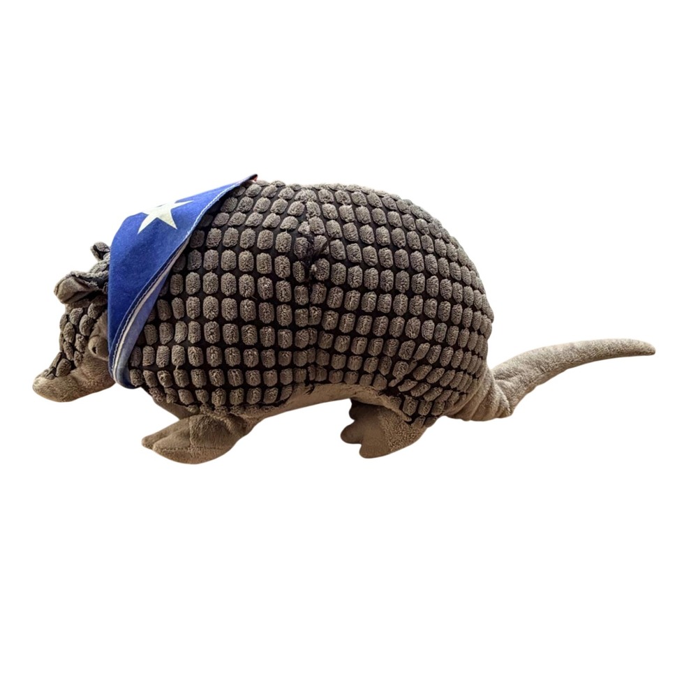Texas Flag Armadillo Plush Stuffed Animal Grey Textured Shell Toy Souvenir
